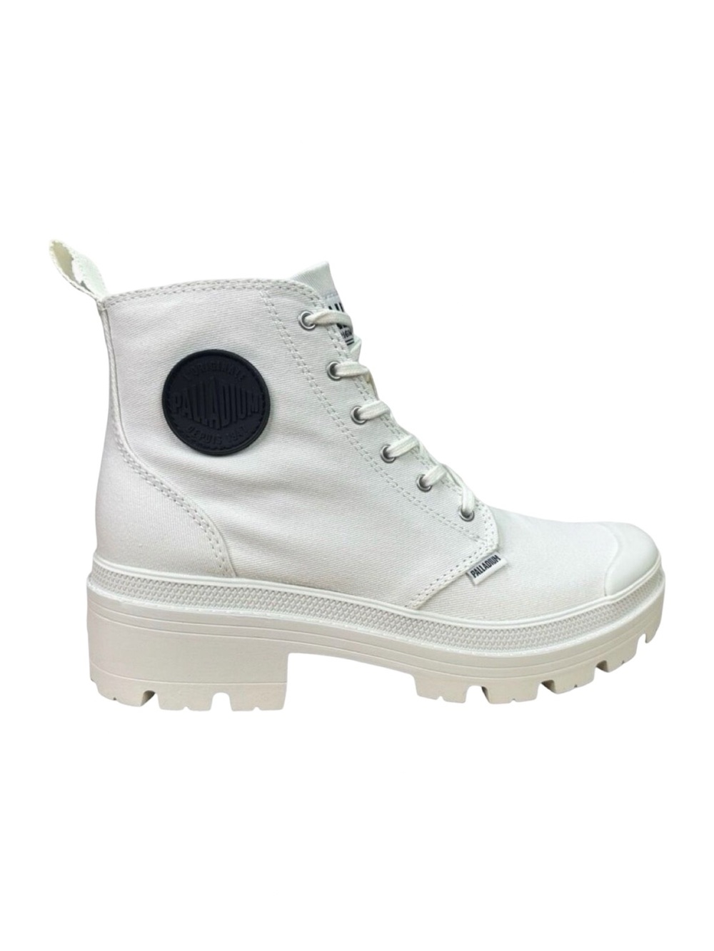 Palladium Pallabase Twill Round Toe Lace-Up Boots - Size 8 - Star White